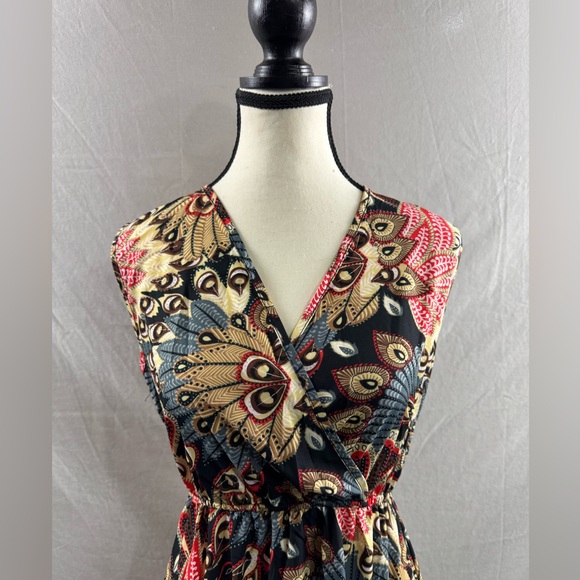 Boho Tropical Print A-Line Maxi Dress - Picture 6 of 8